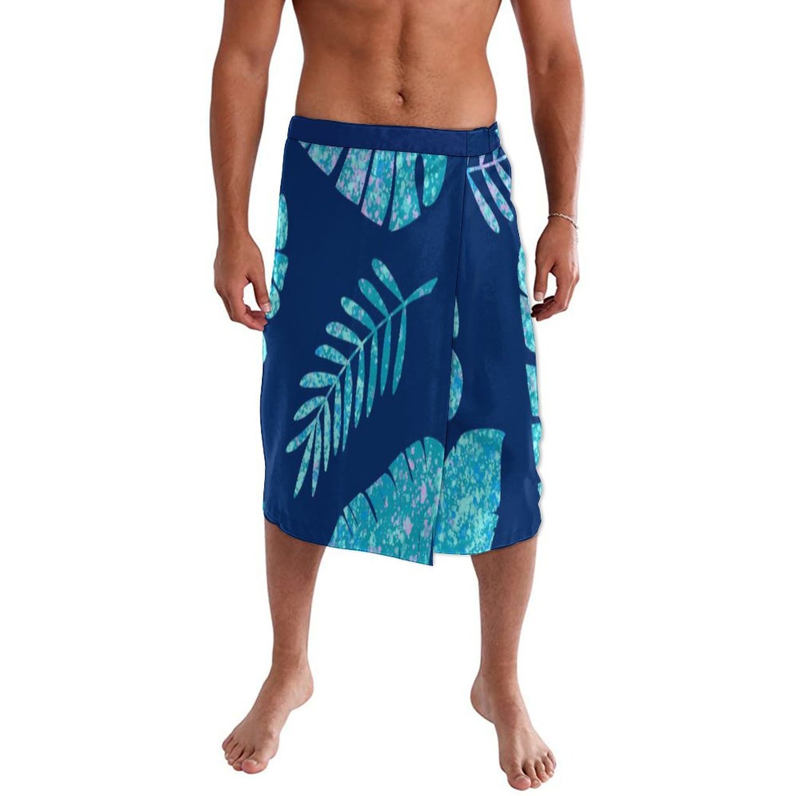 Sarong Men Wrap - فستان شاطئي أزرق بنقوش زهرية على