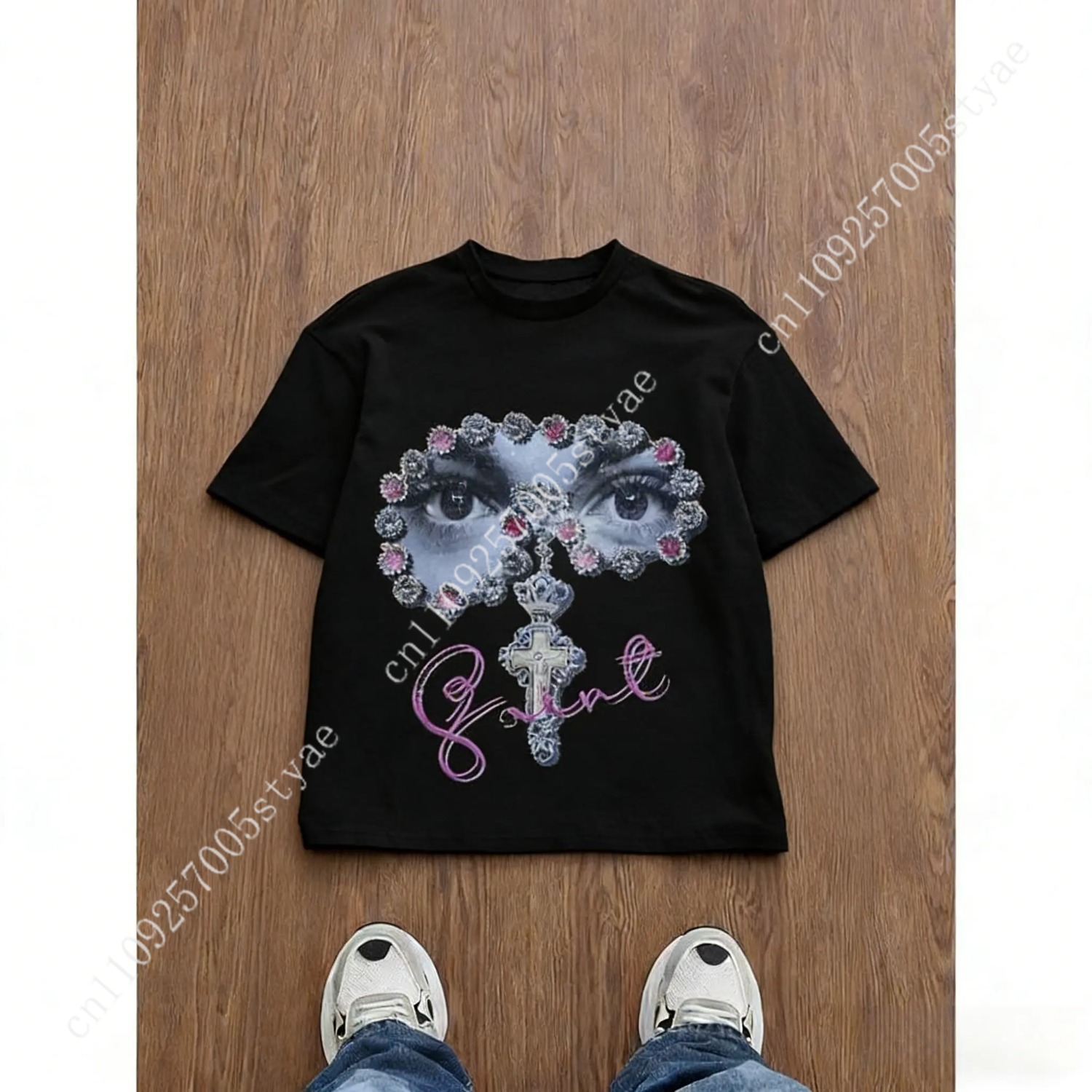 تي شيرت رجالي فضفاض بطباعة جرا - مراجعة Tee Graphic Print وسعره